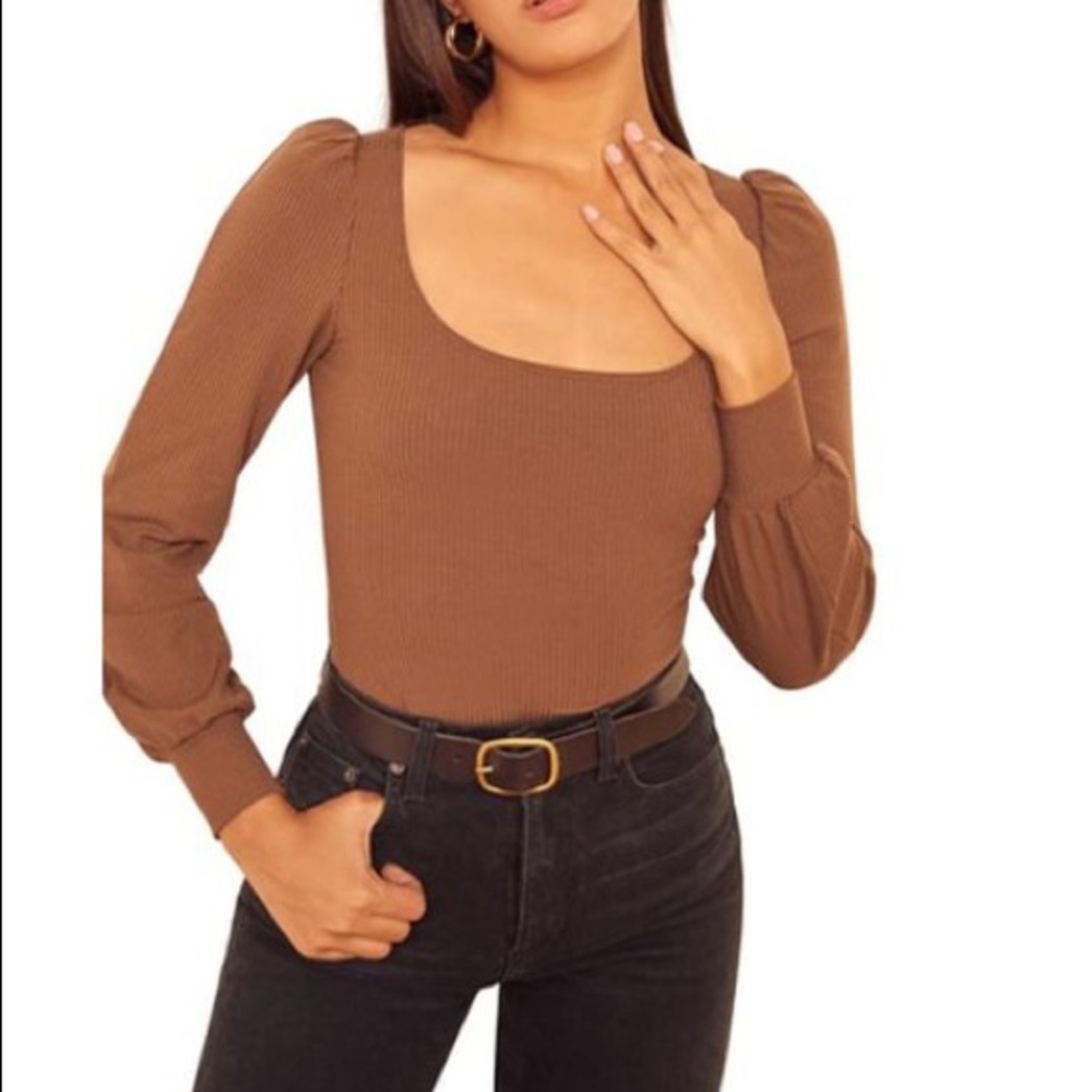 Reformation Square Neck Ribbed Top
